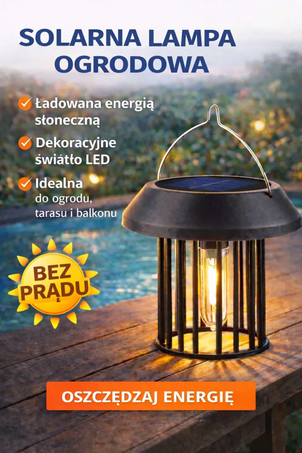LAMPKA SOLARNA Z ŻARÓWKĄ